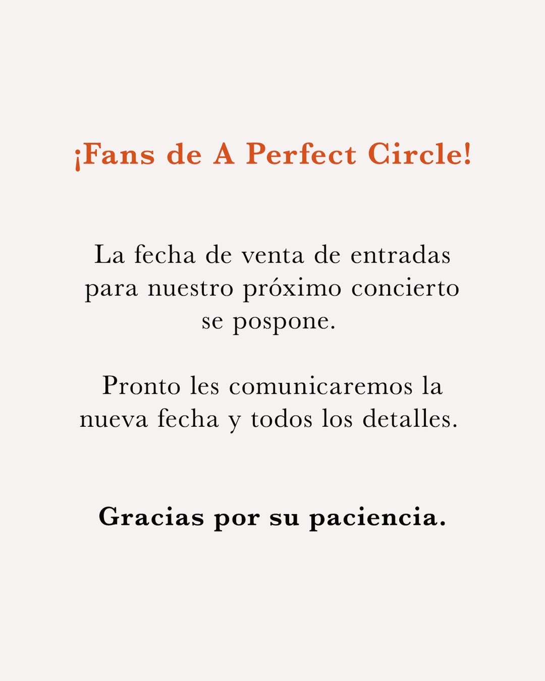 A Perfect Circle vuelve a Chile: Se aplaza la venta de entradas
